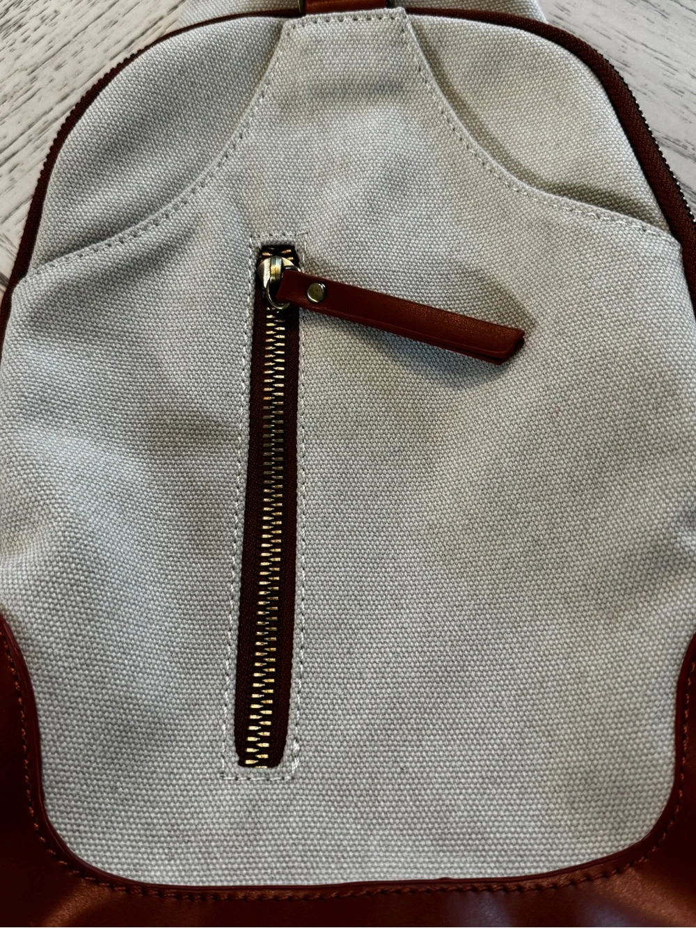 Antik Kraft Samara Canvas Sling Backpack Crossbody Cream Brown
